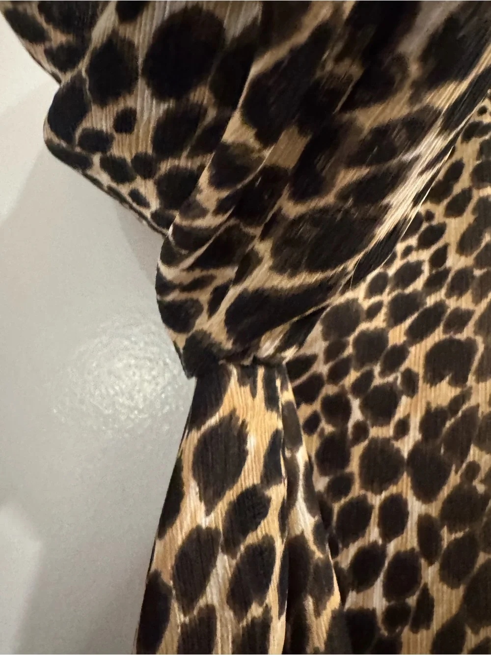 J.Crew Leopard Print Smocked Neck Long Sleeve Blouse Small Tan Black